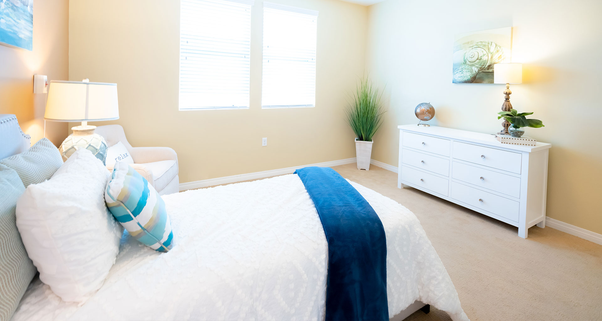 A luxury bedroom at a senior care facility