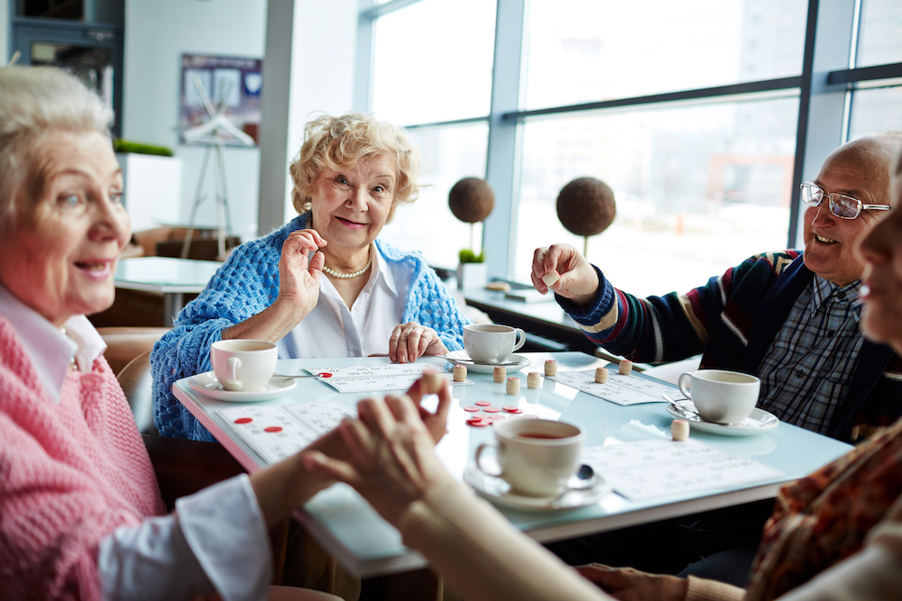 A group of seniors playing bingo together