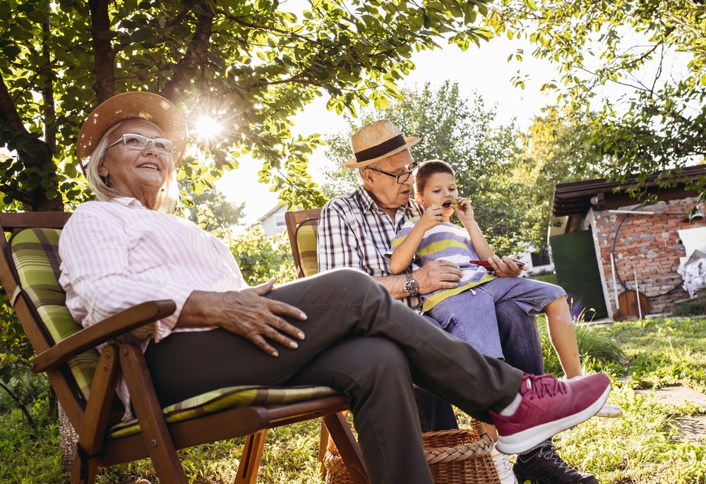 senior couple enjoying the outdoors at Heritage Hills Memory Care